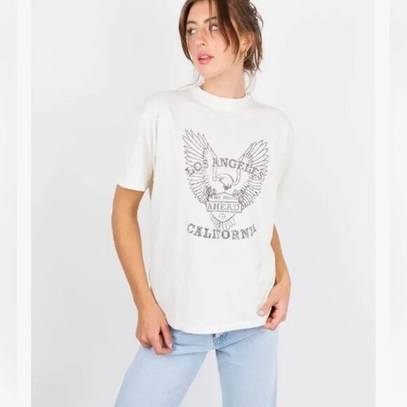 NWT Anine Bing Milo Tee Black Eagle Vintage Inspired Tee Small - Picture 2 of 12